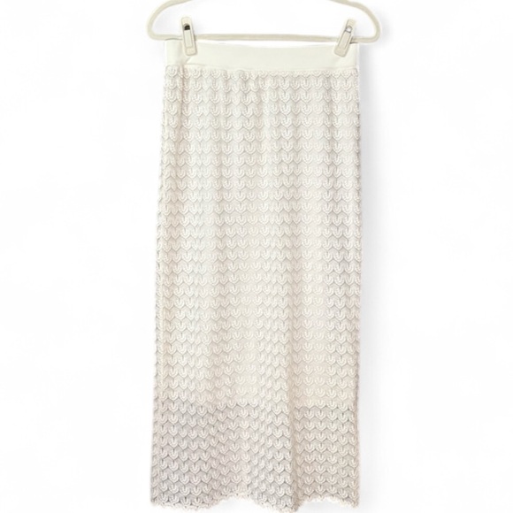 Dresses & Skirts - White Crochet Lace Midi Skirt Boho Cottagecore Style Size L